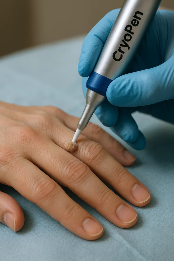 example of cryopen wart removal Ashford treatment on a persons finger