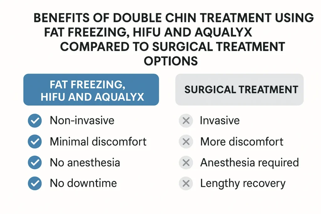 Graphic about the benefits of double chin treatment Ashford - from LA LIPO