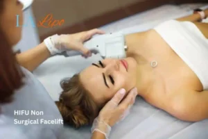 Woman having Hi-Fu to reduce wrinkles Ashford.