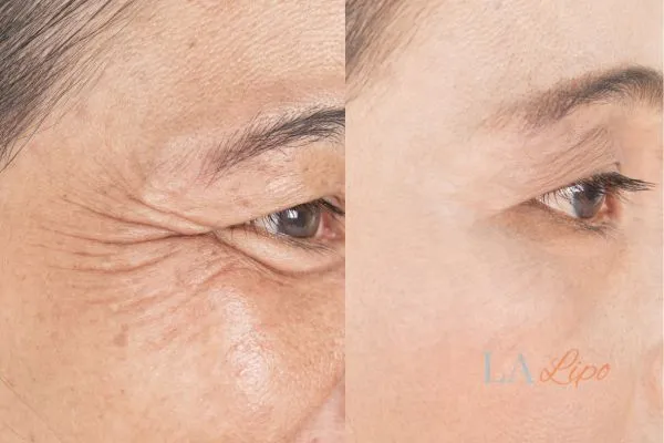 Before and after results of woman - HI-fu wrinkles reduction treatment Ashford